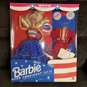 Vintage 1991 Limited Edition Mattel Toys R Us Barbie For President NIB